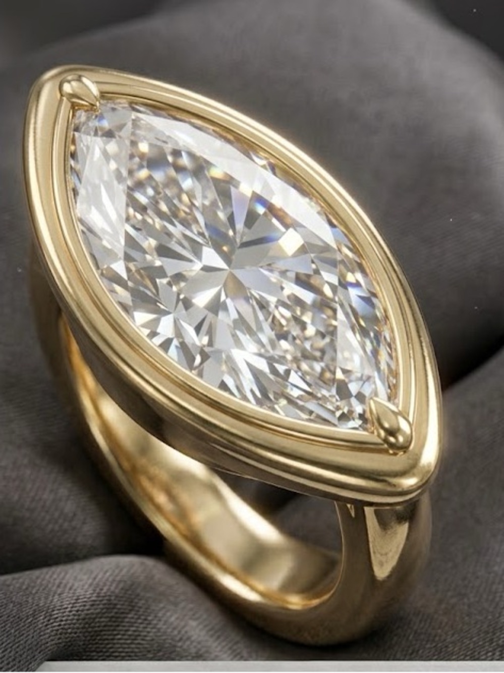 Coming soon 3.9 Carat Lab-Grown Marquise Diamond Bezel Ring set in solid 18K
